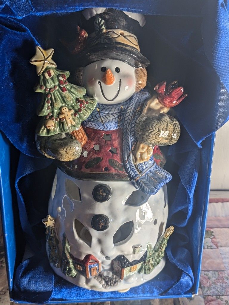Snowman Ceramic Candle Holder