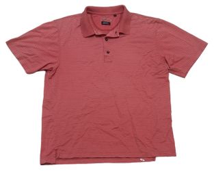 Callaway Golf Polo Shirt Men’s Medium Pink Stripe Short Sleeve Casual Preppy