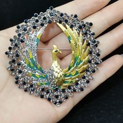 CINDY XIANG Vintage Enamel Large Peacock Brooch Pins For Women Creative Rhinestone Cute Animal Bird Brooches Accessories Jewelry   Message me if you a