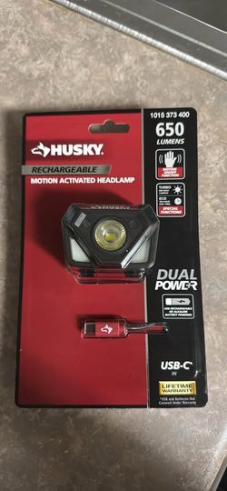 Husky 650 Lumens Rechargeable Headlamp - SINGLE - Motion Activated