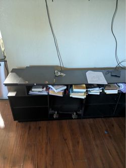 Black Low-Profile Media Console with Storage