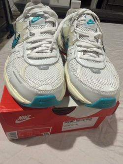 Nike White and Teal Low-Top Sneakers