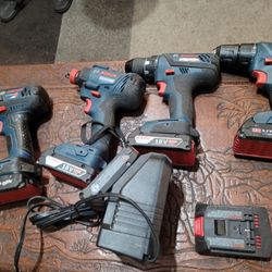 BOSCH 18V1 impact driver + 3 drill drivers/6 Batteries/ charger