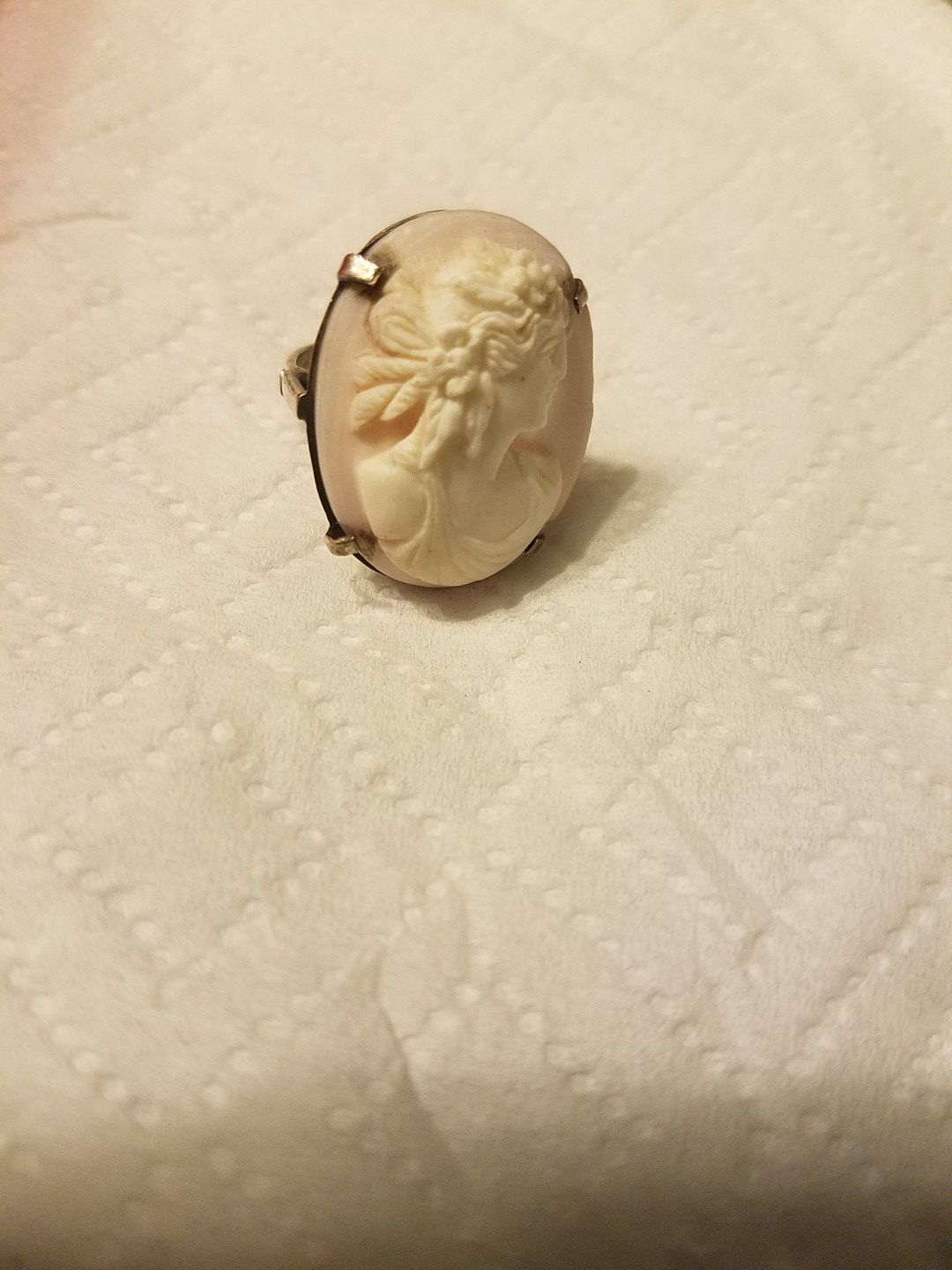 Antique cameo silver ring