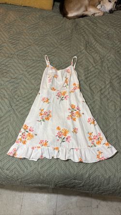 White Floral Spaghetti Strap Midi Dress