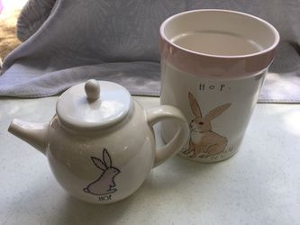 Rae Dunn Easter Teapot and Crock
