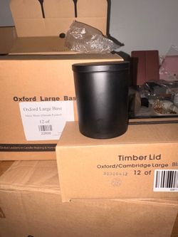 Black candle jars WITH Lids.  Oxford matte black