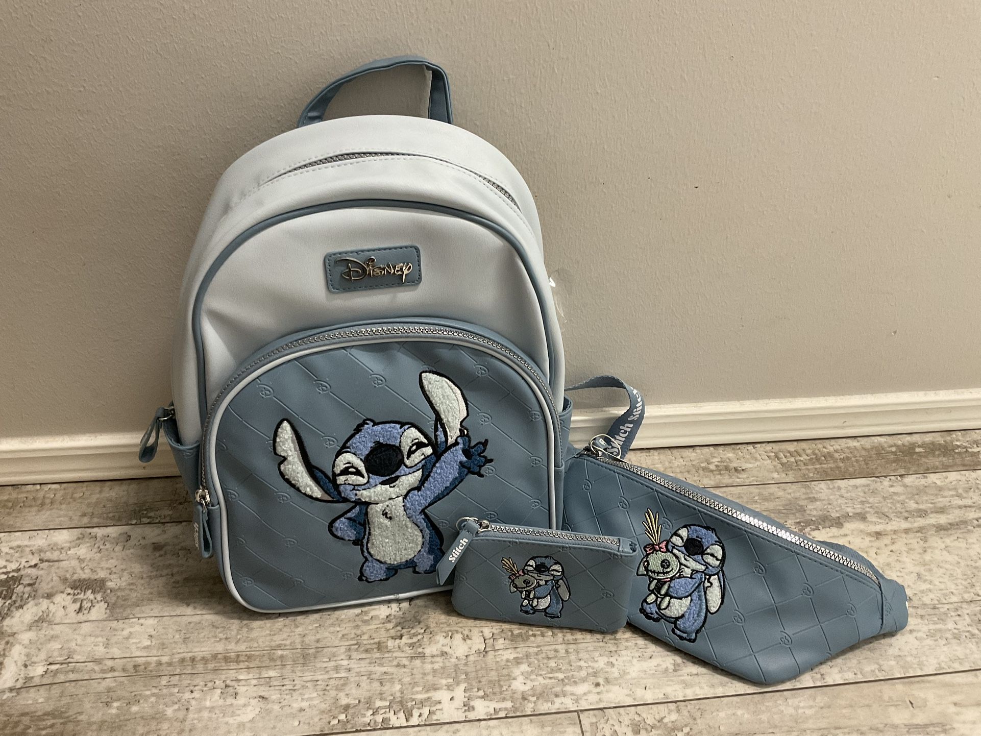 NWT Stitch Backpack, Fanny Pack And Mini Wallet