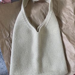 Beige Color Little Small Tote Bag 