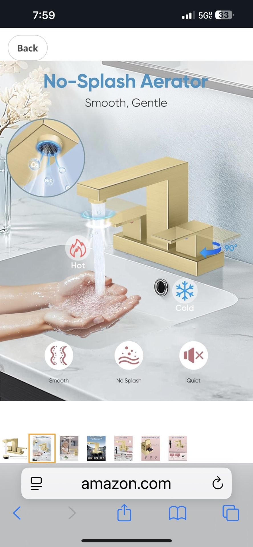 Cobbe Bathroom Faucets for Sink 3 Hole, Brushed Gold Bathroom Sink Faucet Square 4 Inch A23 G