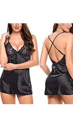 G-String Satin Lace V-Neck Chemise For Lovers