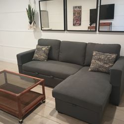 New  Convertible Sleeper Sofa 4-in-1  USB Charge, Pull Out Sectional Sofa Bed, Storage Chaise 