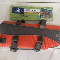 Top Paw Dog Life Jacket Orange Flotation Device For Water Safety Size Medium