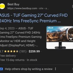 Curved 27inch Asus Tuf Gaming Monitor