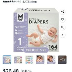 Members Mark Size 1 Diapers - 164 Count