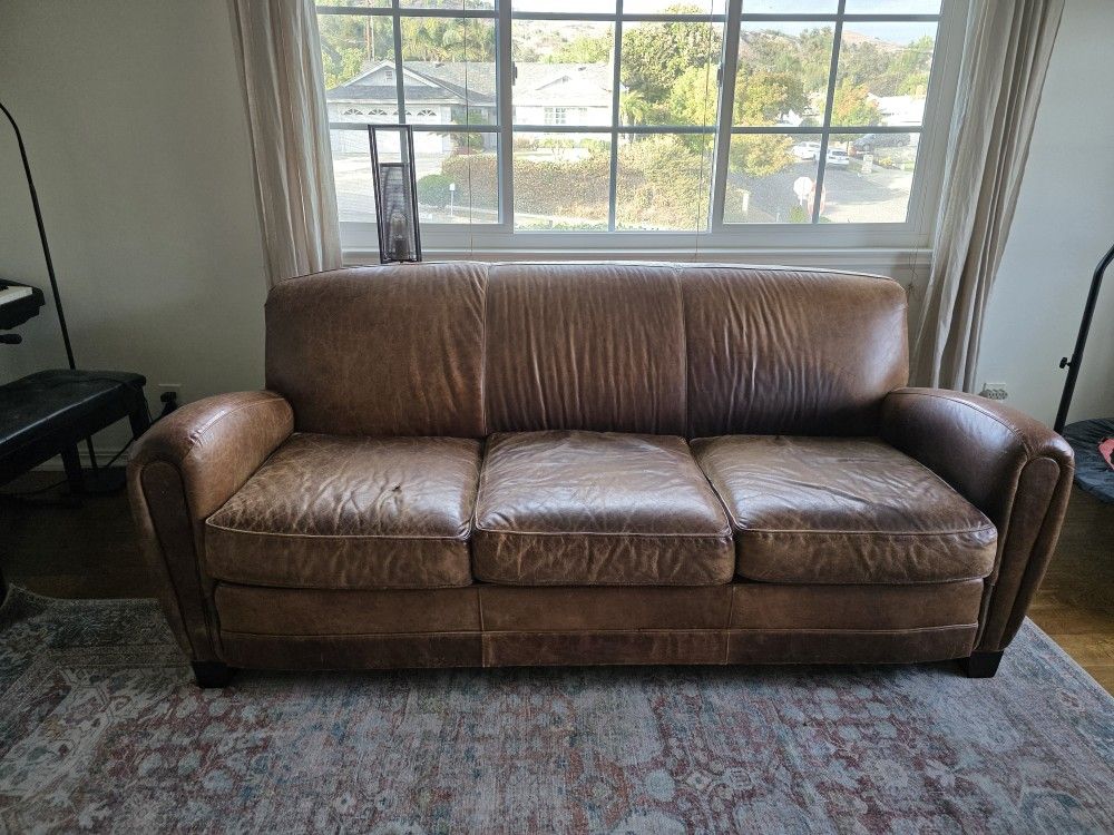RH Leather Sofa Couch