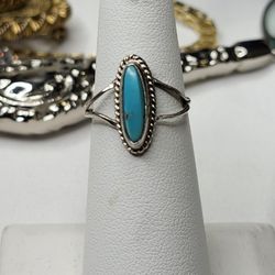 Vintage Navajo Turquoise Sterling Ring Size 4.5 Native American