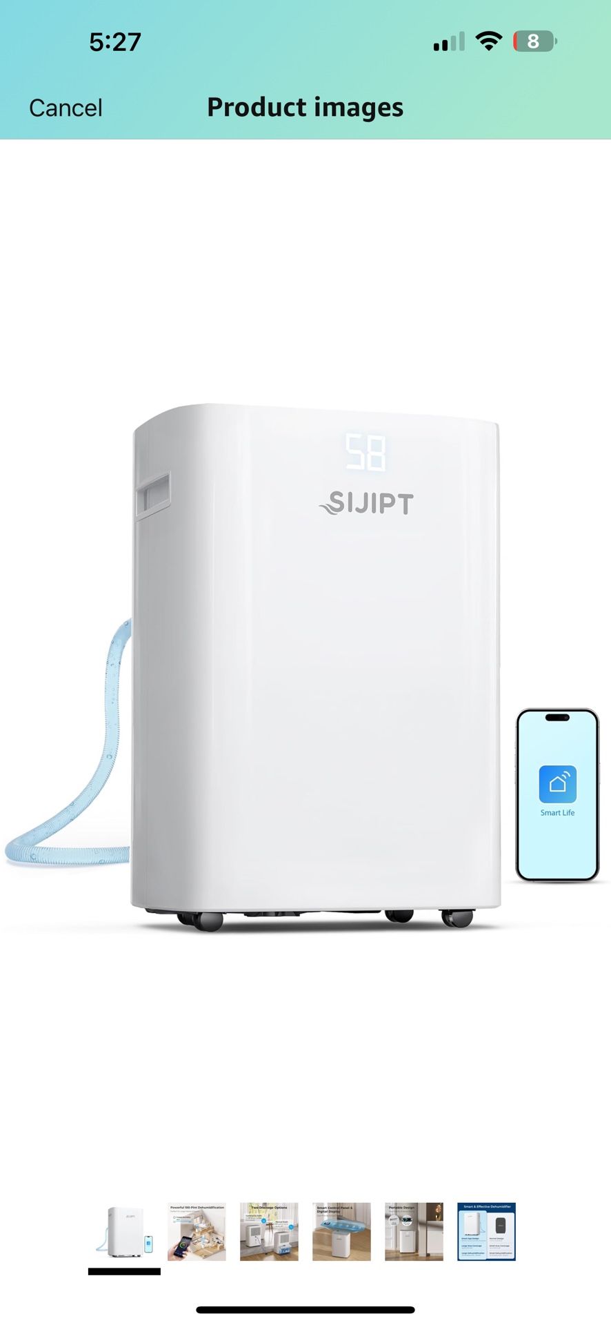 Dehumidifier for Basement, App-Controlled Dehumidifiers for Home with 6.56 Feet Drain Hose, 6000 Sq. Ft. Max 100 Pints Large Dehumidifier with Adjusta