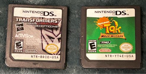 VINTAGE  NINTENDO DS LOT OF 2 GAMES  TRANSFORMERS  DECEPTICONS & TAK  MOJO MISTAKE