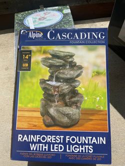 Outdoor Water Fountain with LED Lights - Rock