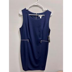 New York & Company STRETCH Navy Sleeveless Dress