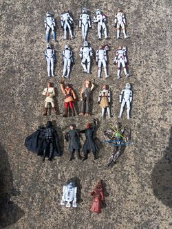 Lot of 21 - 3.75" Star Wars Episode 1 2 3 Action Figures Storm Troopers Obi Wan