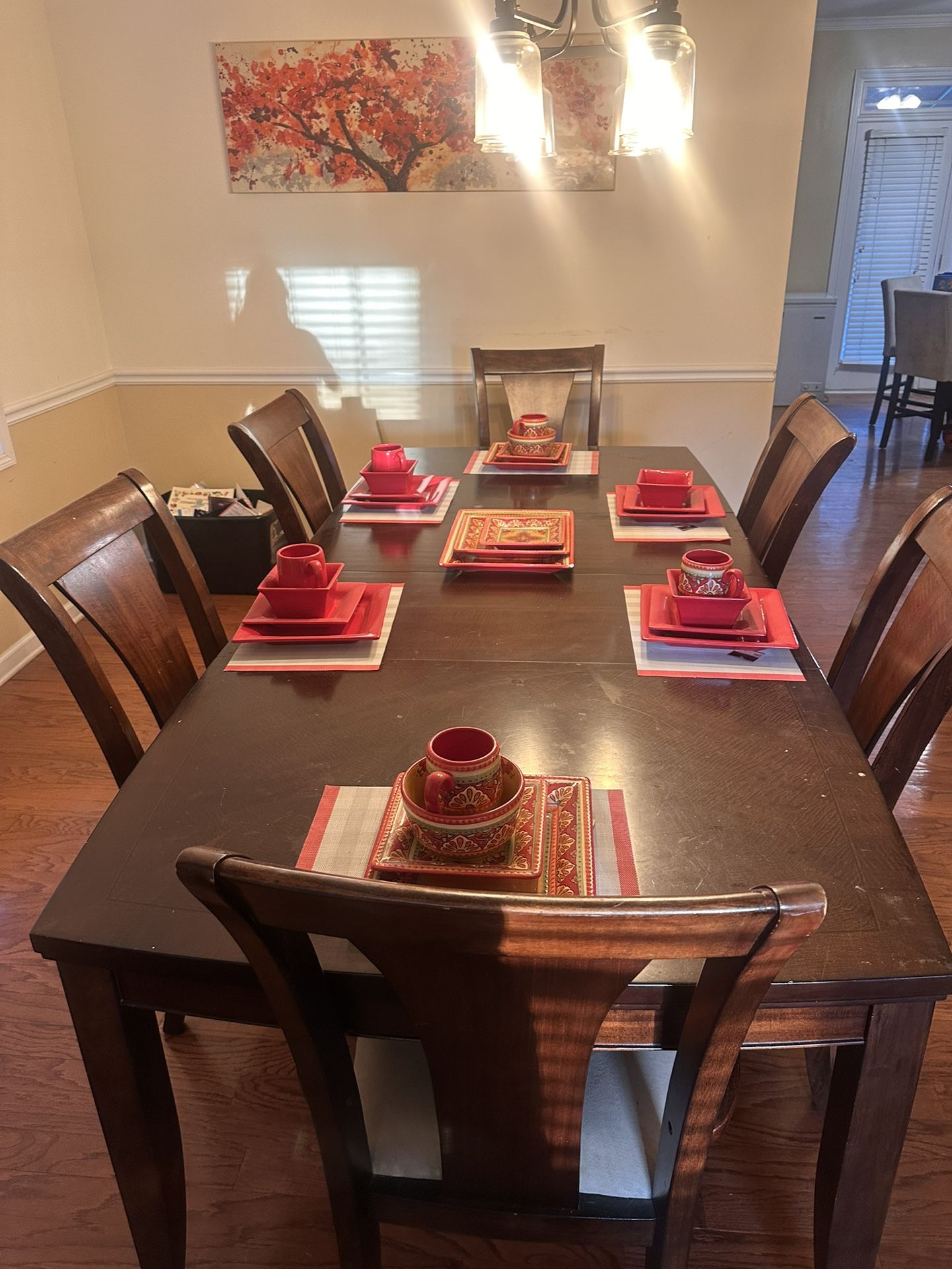 Dining Room Table with Chairs & China Cabinet “As Is”