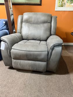 Gray Leather Rocking Recliner Chair