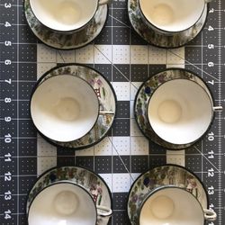 6 sets of good condition  tea cup and saucers 1950s Japan vintage Geisha Pagoda