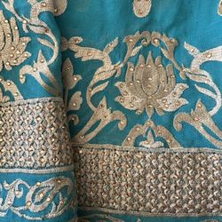 Bright Blue Silk Sari
