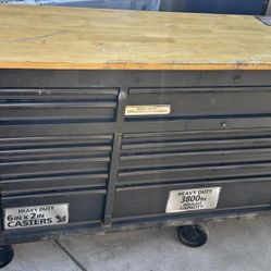 Husky 72 Inch WX 24 Inch D Heavy Duty 18 Drawer Mobile Workbench Cabinet With Adjustable Height