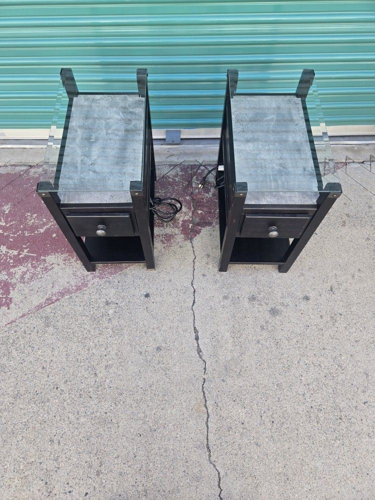 2 Glass Top Electric End Tables