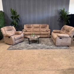 🛋️ Microsuede Reclining Sofa / Loveseat and Recliner Set (Delivery Available!! )