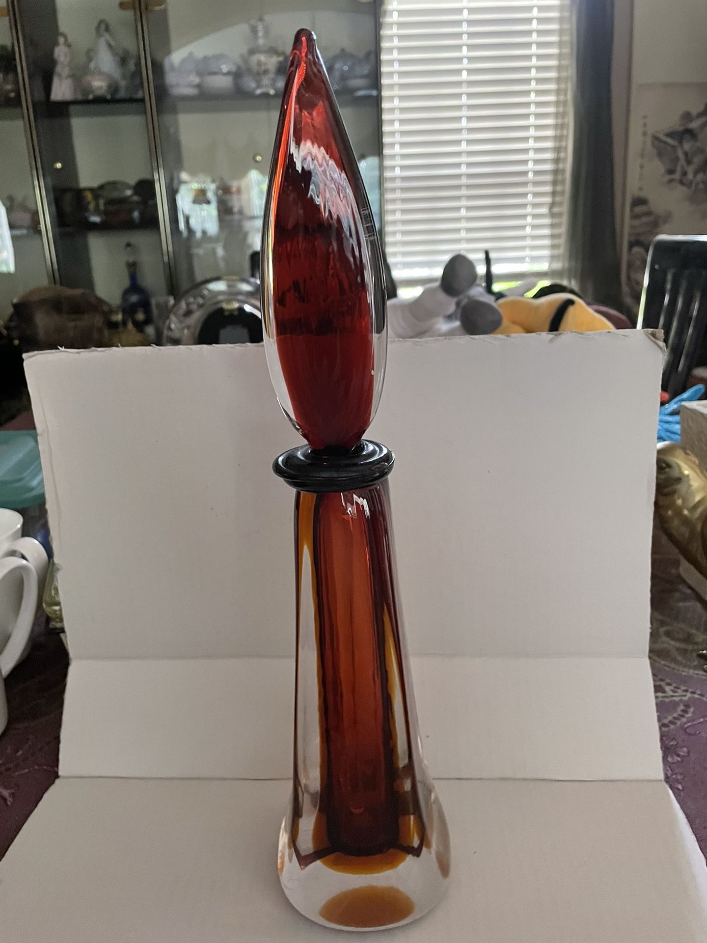 Vintage Check Crystal Parfume Bottle Signed