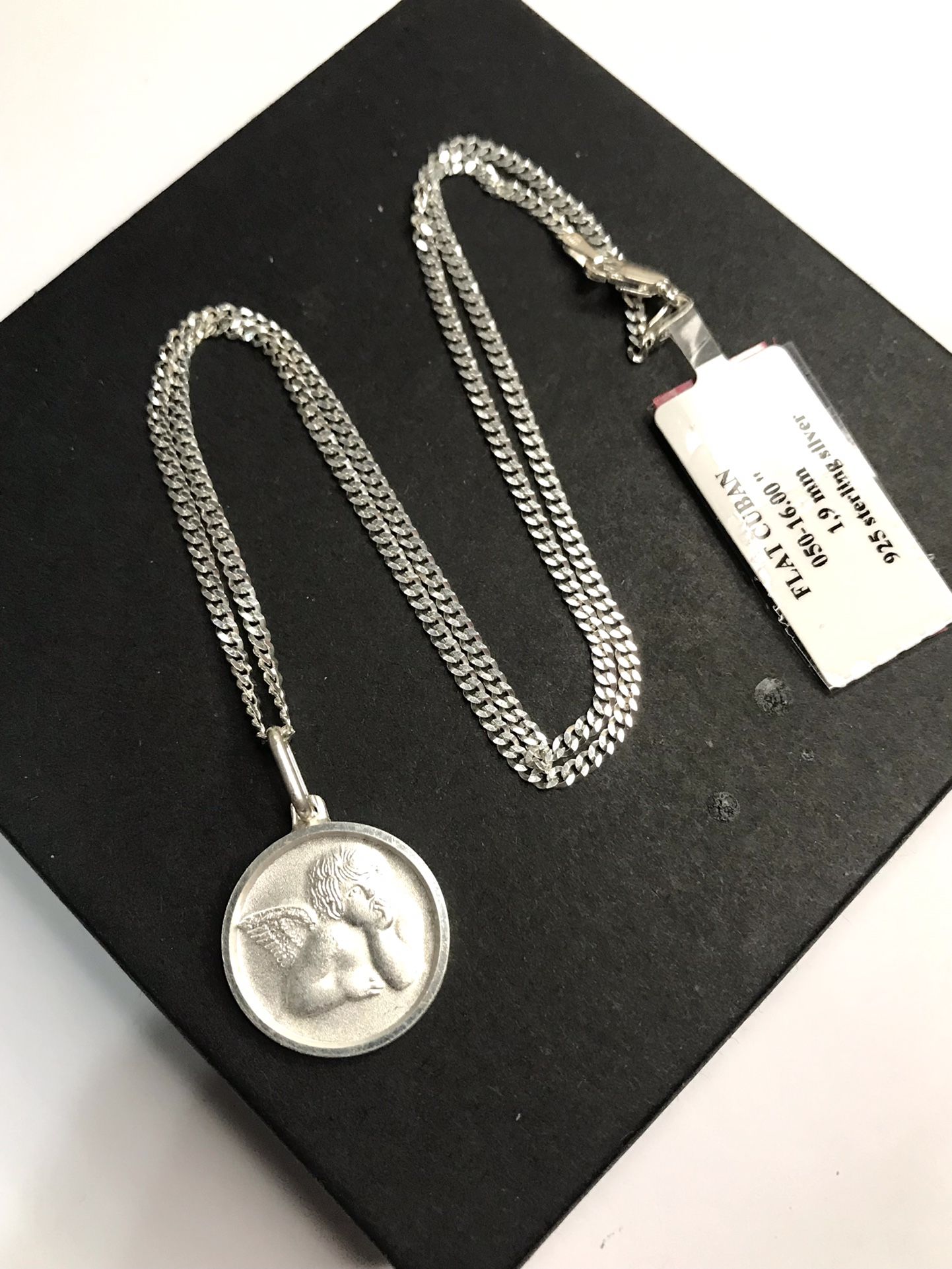 Brand New 925 Sterling silver Angel Pendant Necklace Size 16”