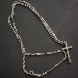 Vintage Stainless steel 24in Chain With Cross