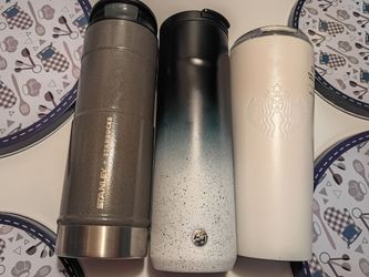 Three Starbucks thermo cups