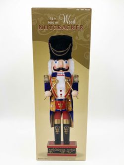 🎄 24" Classic Wooden Drummer Nutcracker Christmas Decor (With Box)