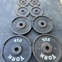 Vintage Iron York Olympic Weight Set 