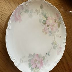 Plate Made in Haviland France. Pink Flowers On Bone China