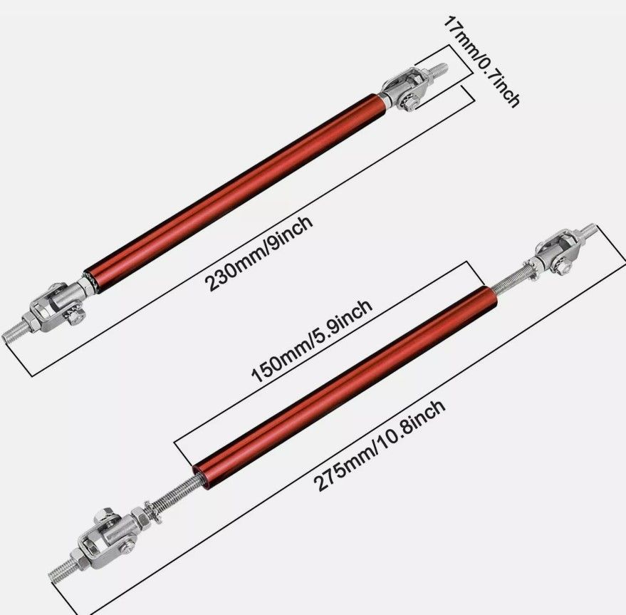 Dodge Charger SRT RT SXT Red Front Bumper Lip Spoiler Splitter + Strut Rods