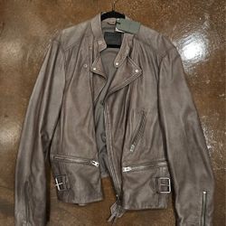 All Saints Gibson Biker Chrome Leather Jacket