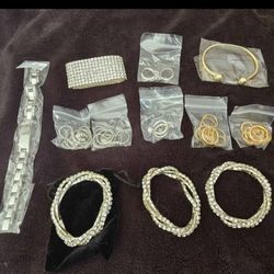 NEW CZ Gold Silver Jewelry Necklaces Bracelets Earrings Hearts "Diamonds" Reseller Lot