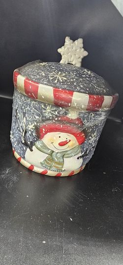  🎄Vintage Snowman Ceramic Cookie Jar – NEW & Sealed