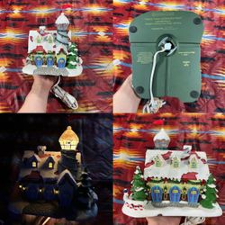 Vintage 2003 Hawthorne Village Watch Tower & Reindeer Barn Lighted Christmas