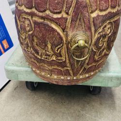 Vintage Natural Carved Elephant Drum Stool