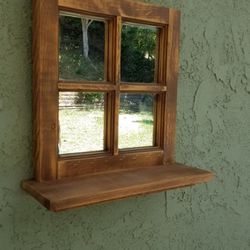 Mirrored Window Pane With Shelf