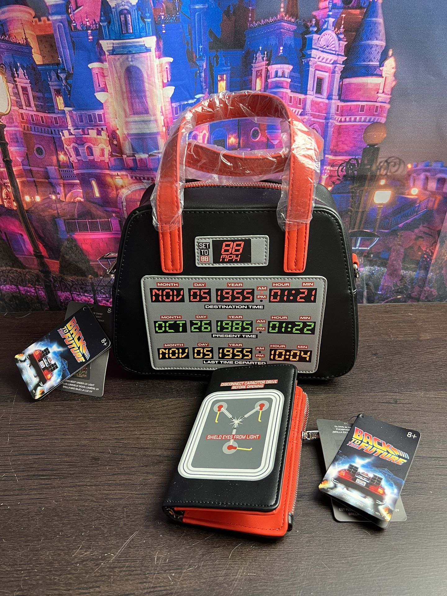 Back To The Future Glow In The Dark Loungefly Purse & Wallet -new