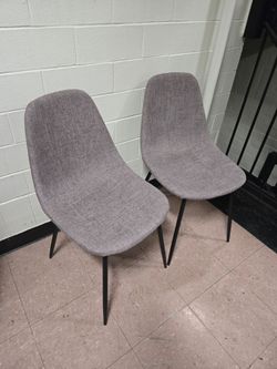 TITLEMid Century Modern Gray Fabric Dining Chairs - Set of 2