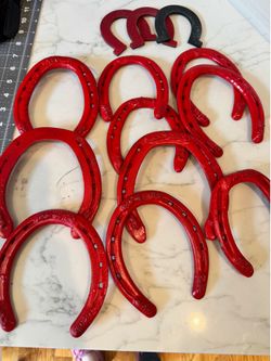Lot 10 St Croix Forge Horseshoes Red Metal